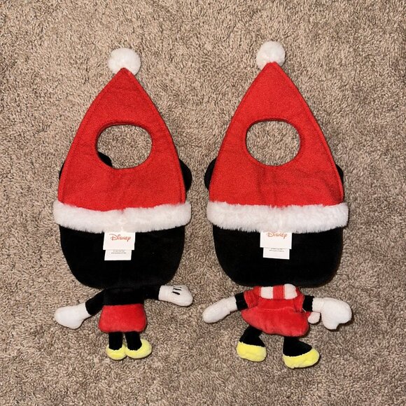 Disney Mickey & Minnie Mouse Set of 2 Christmas Holiday Plush Door Hangers - Picture 2 of 2